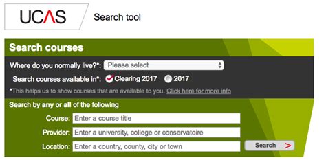 Courses available in Clearing .